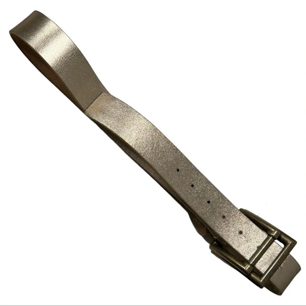 We The Free Taupe Leather Belt with Silver Buckle